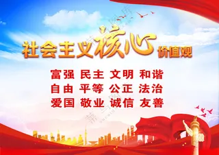 核心价值观价值观图解价值观剪纸海报