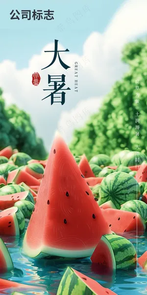 大暑节气清新海报