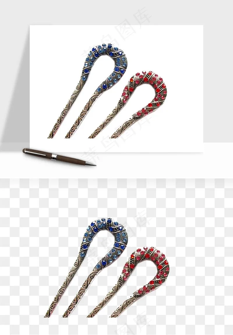 古风发簪头饰配饰png免抠