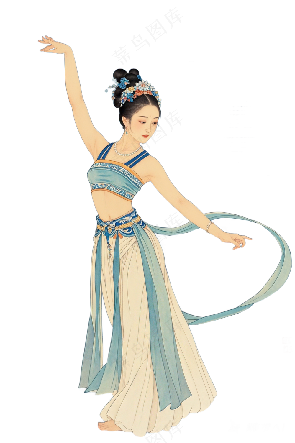 免抠国风工笔画舞蹈人物