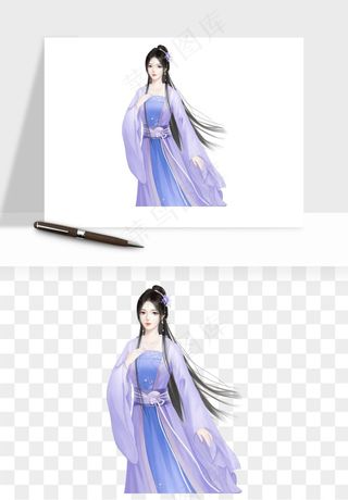 古风美人女子背影png免抠
