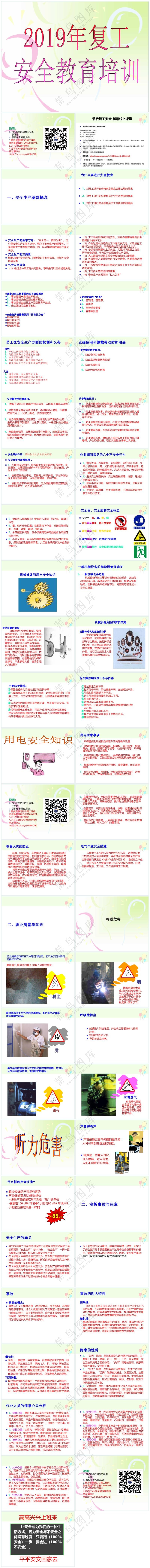浅绿色职场风复工安全教育培训