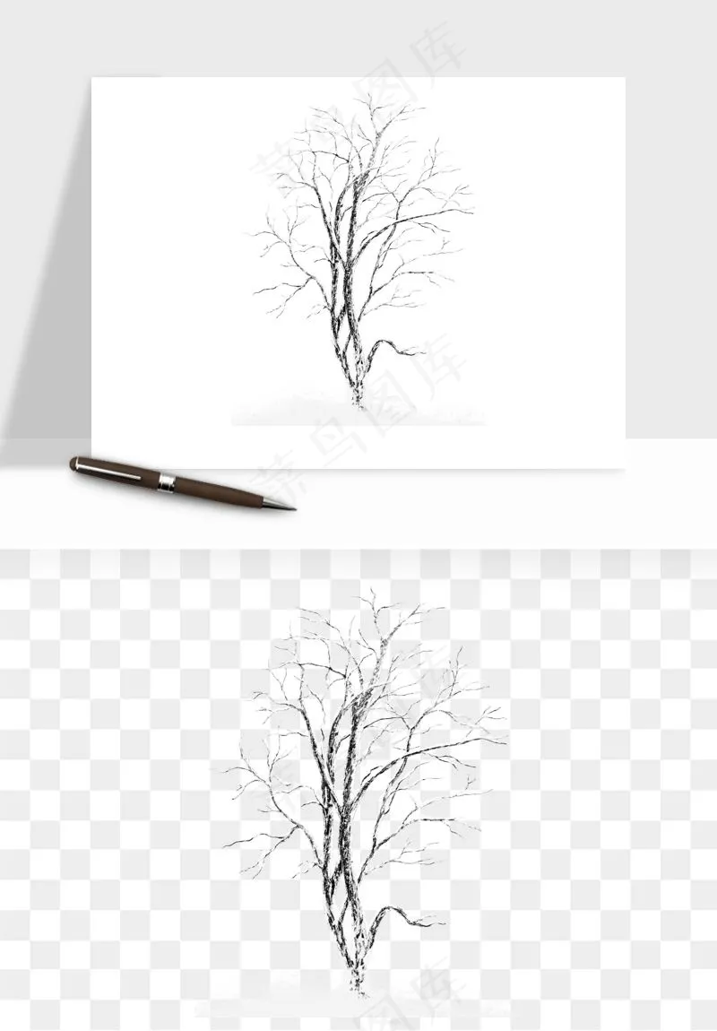 雪树枯树冬天树木png免抠