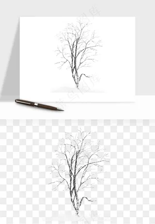 雪树枯树冬天树木png免抠