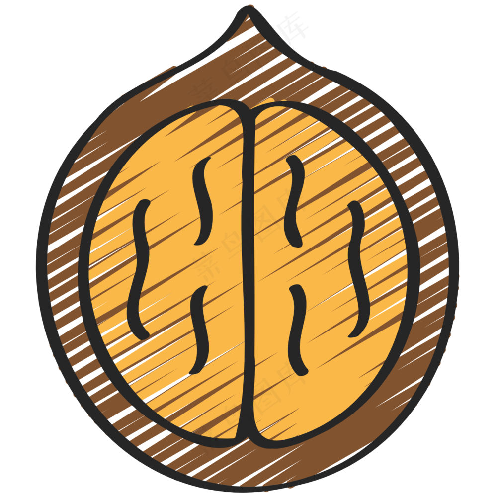 核桃 walnut 绿色健康食品 铅笔手绘图标icon