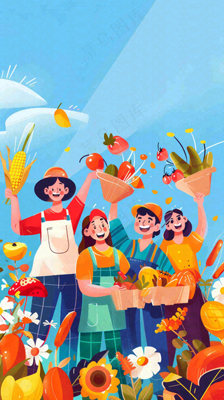 卡通插画劳动节职业人物形象插画背景