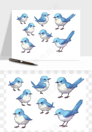 小鸟手绘矢量