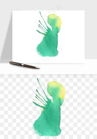 水彩泼墨涂鸦墨迹元素png免抠