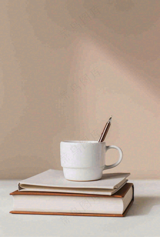 书本课本上的咖啡饮料教师节唯美摄影图