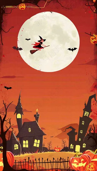 万圣节南瓜灯捣蛋恐怖背景