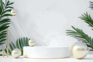 美妆护肤3d展台清新背景