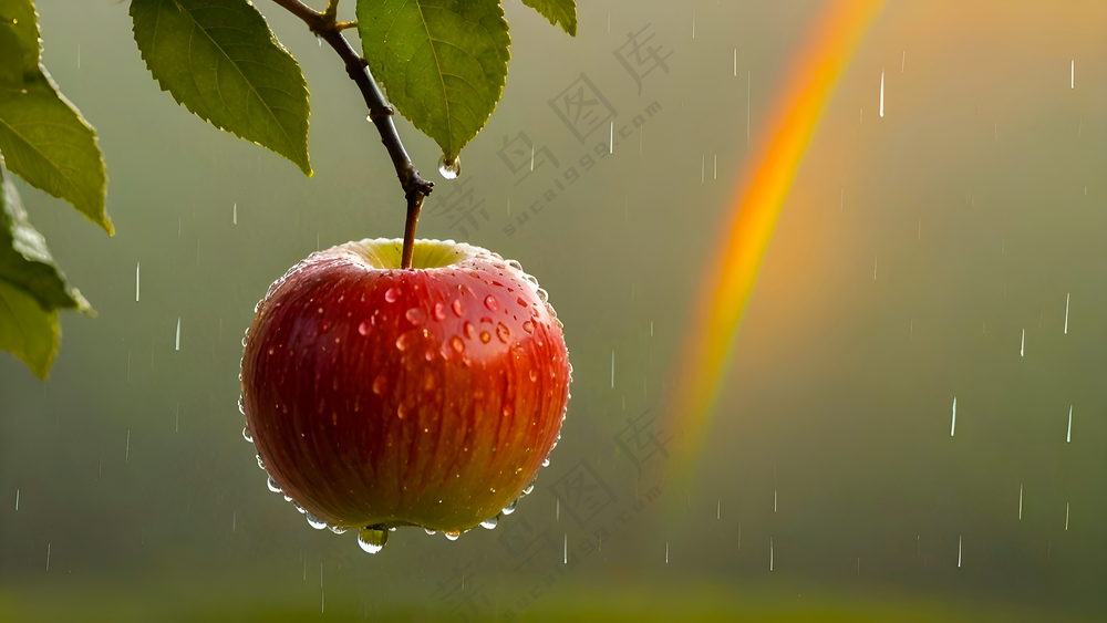 雨天彩虹苹果树苹果