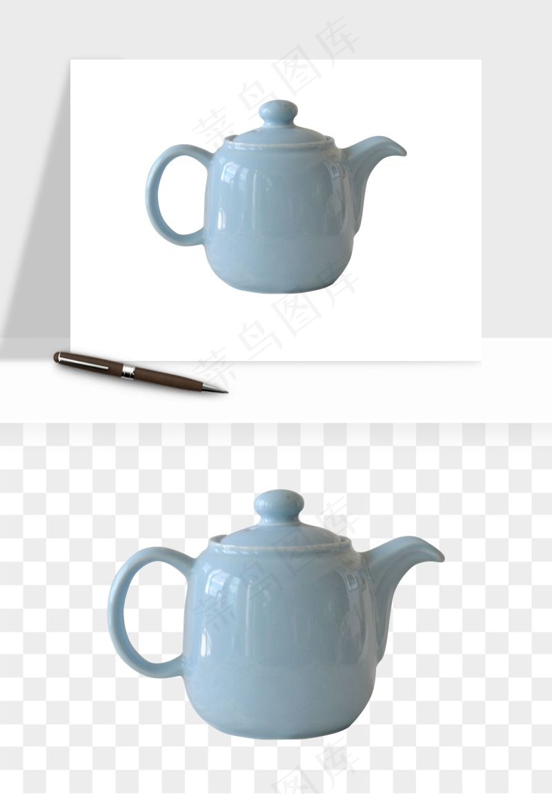 白瓷陶瓷茶壶png免抠
