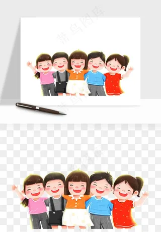 手绘儿童小孩玩耍png免抠