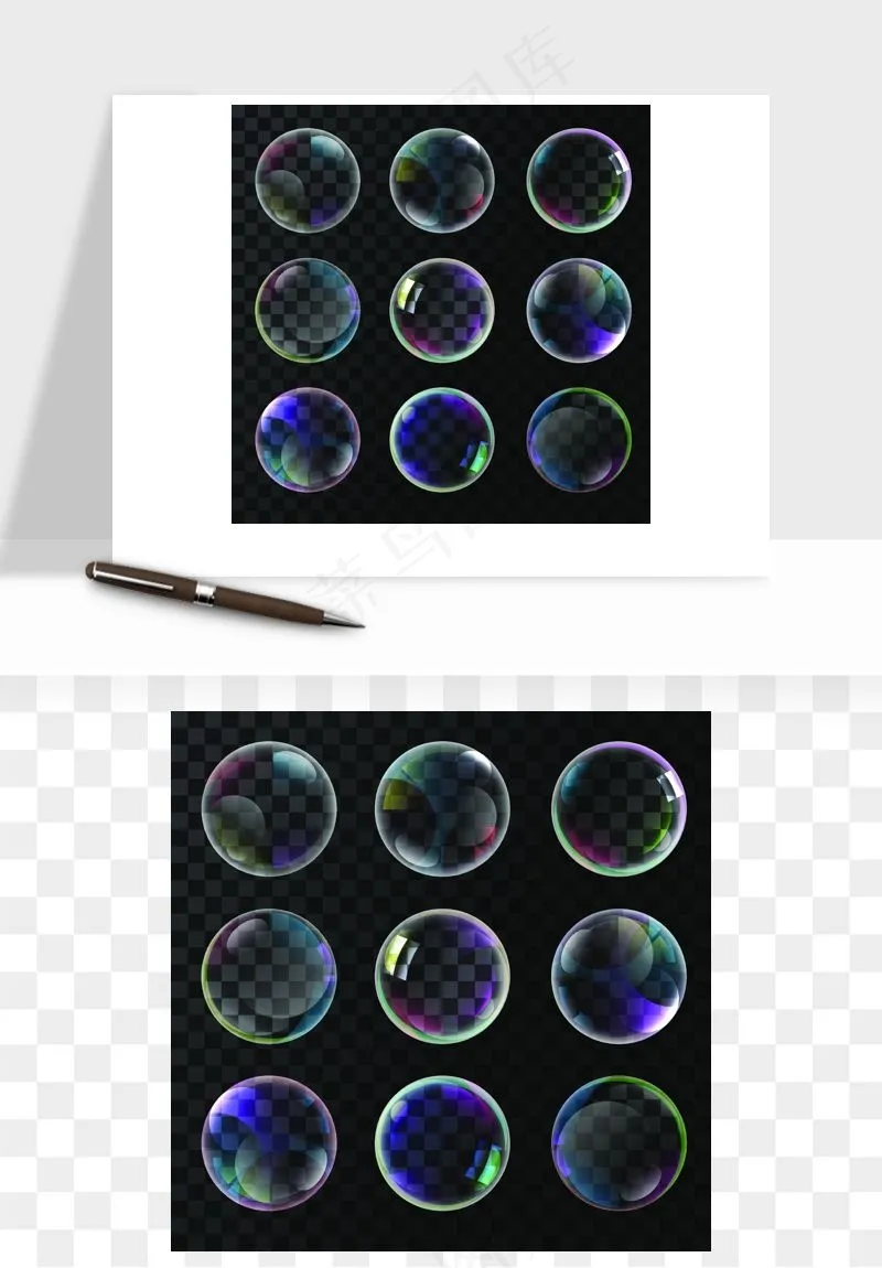 彩色气泡肥皂泡矢量png免抠