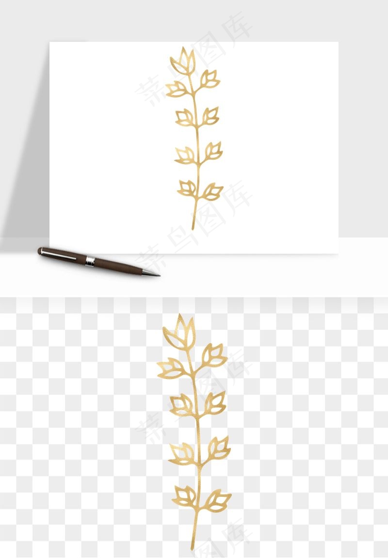金色植物花环边框png免抠