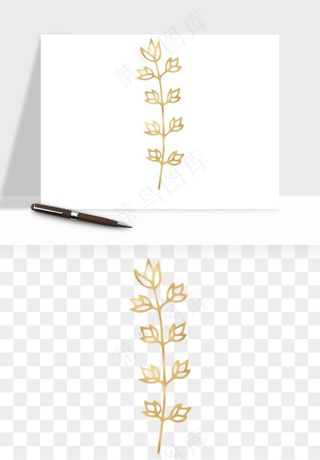 金色植物花环边框png免抠