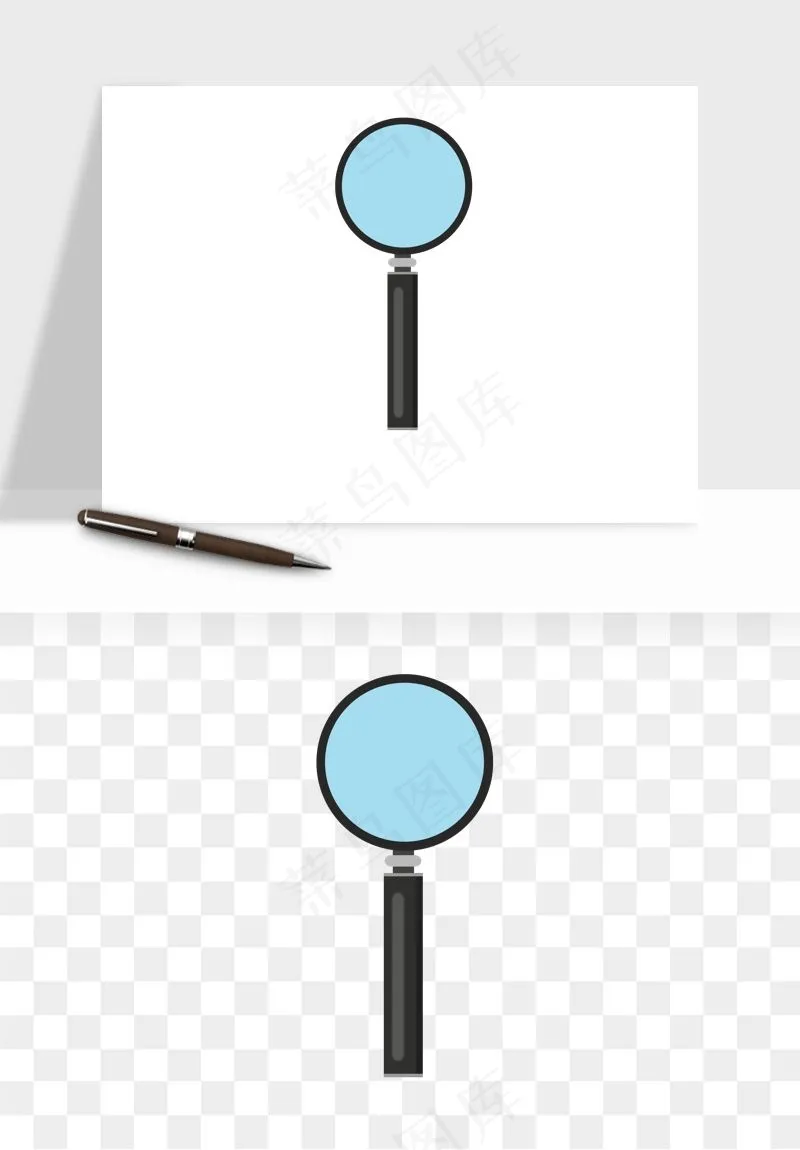 手绘放大镜镜片png免抠