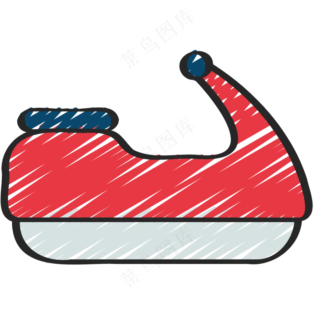红色摩托艇 快艇 铅笔手绘图标 icon