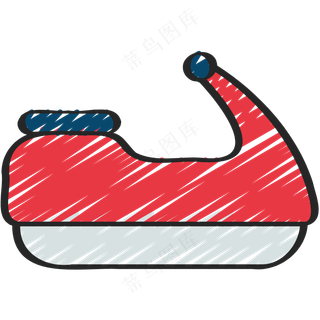 红色摩托艇 快艇 铅笔手绘图标 icon