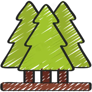 森林 树林 铅笔手绘图标icon