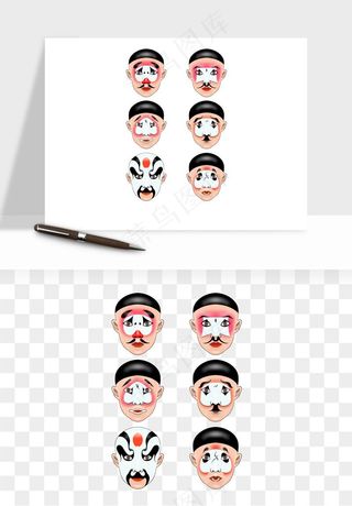 手绘戏剧脸谱卡通面具png免抠