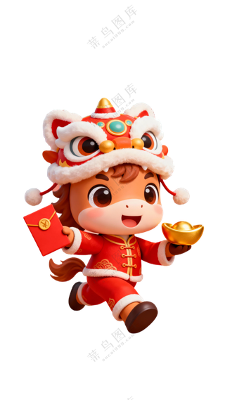 龙马精神新年祝福海报