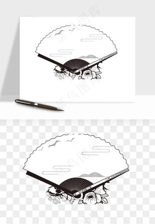 古风扇子元素png免抠