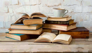 下午茶休闲学习阅读场景世界读书日摄影图