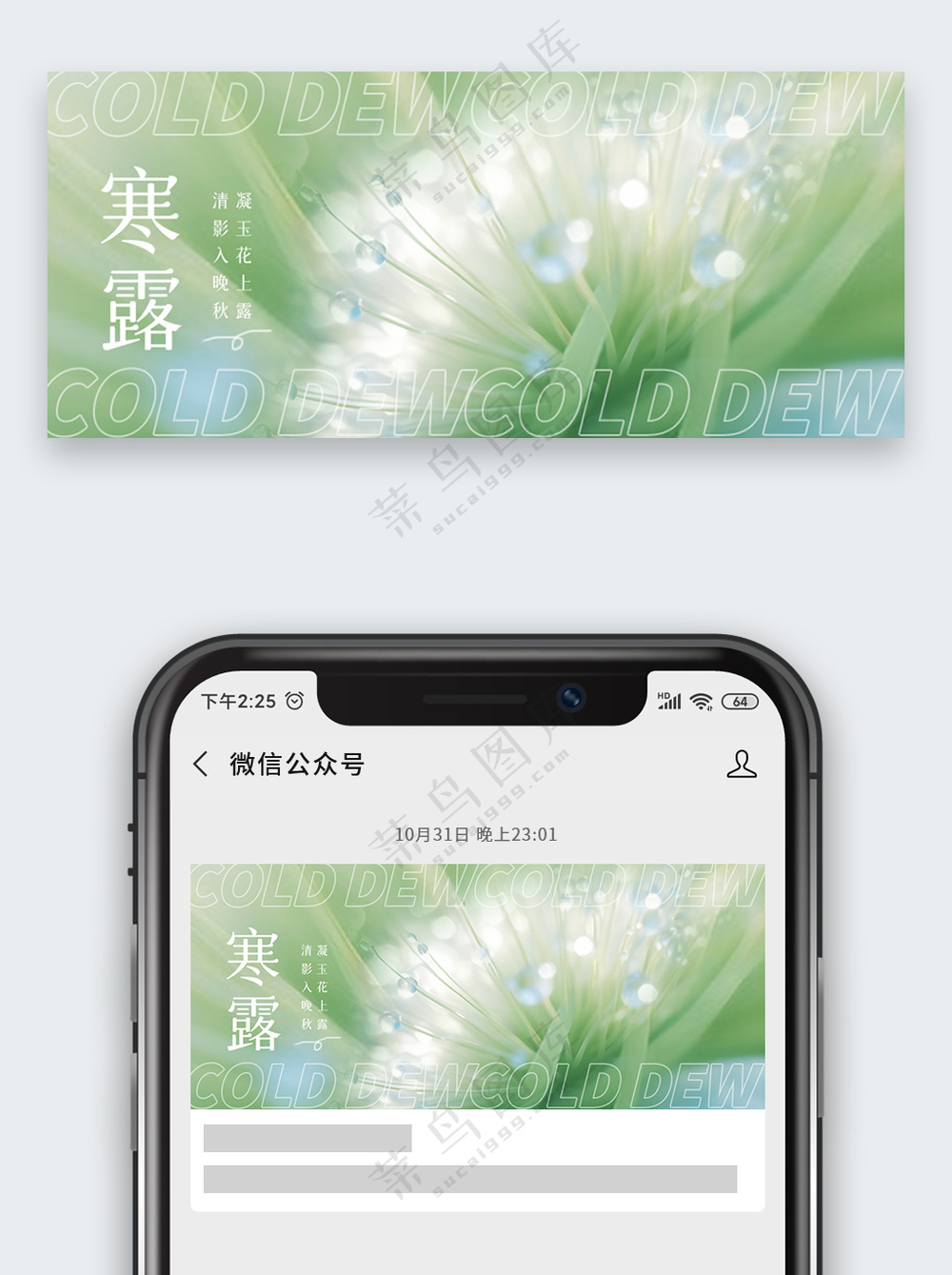 清新唯美露水露珠寒露节气公众号首图