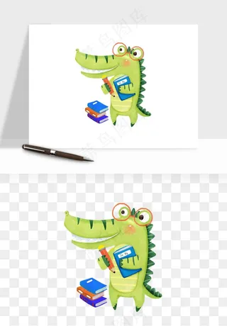 手绘鳄鱼png免抠