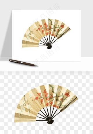 古风扇子元素png免抠