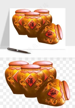 酒坛酒瓶酿酒酒缸png免抠