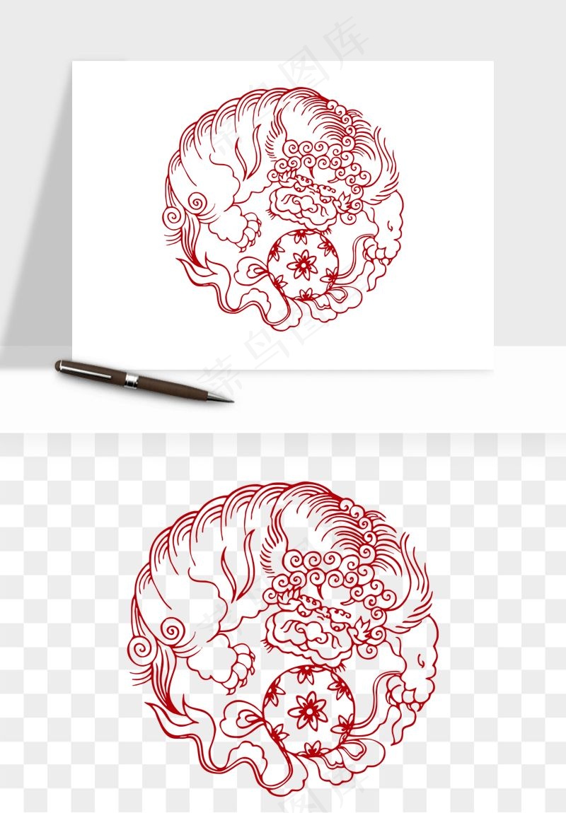 传统窗花剪纸图案png免抠