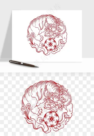 传统窗花剪纸图案png免抠