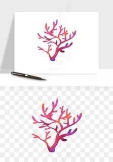 卡通珊瑚海底植物png免抠