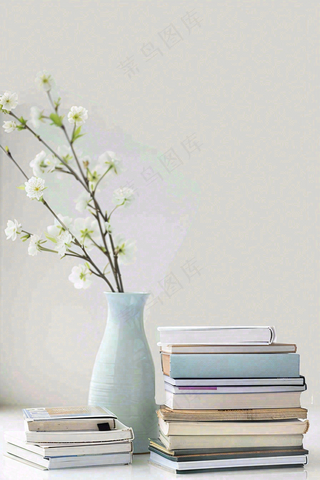 文静花瓶装饰书本阅读知识世界读书日摄影图