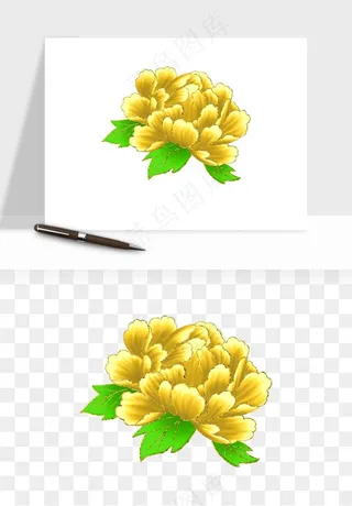 手绘国潮牡丹花花卉图案png免抠