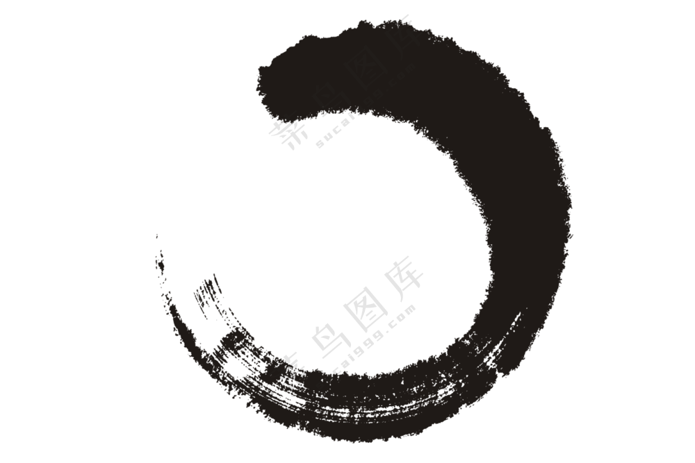 水墨晕染飞白圆环创意免抠图片素材