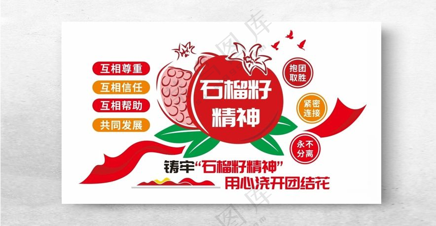石榴背景墙形象墙红石榴