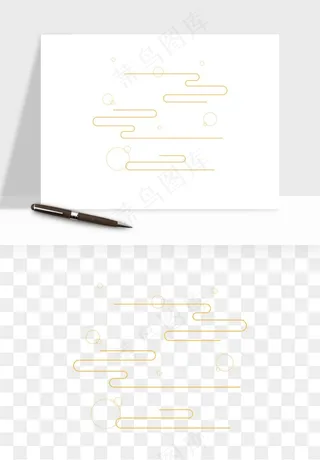 国潮线条祥云装饰png免抠