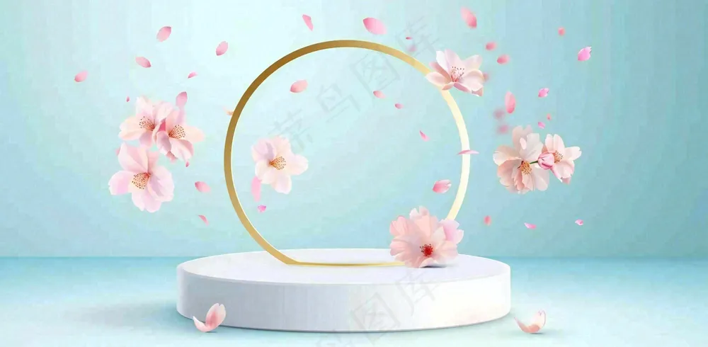 美妆护肤3d展台清新背景