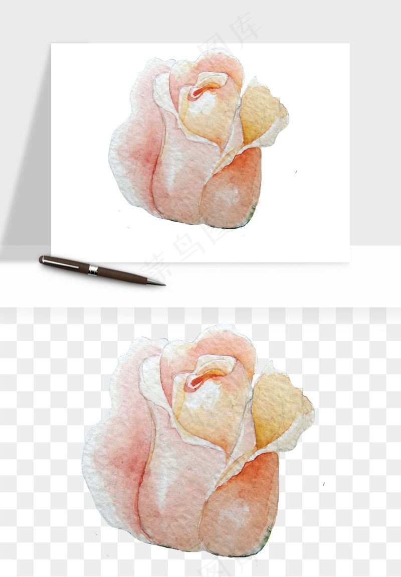 水彩复古花卉png免抠