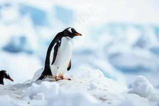 冰雪天地的企鹅寒冷动物摄影图