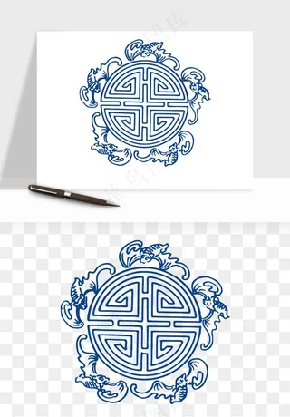 青花瓷花纹花卉图案png免抠