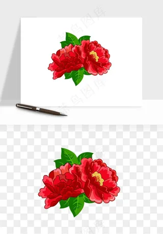 手绘国潮牡丹花花卉图案png免抠