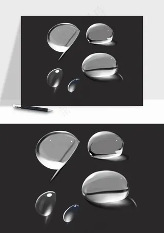 雨水雨滴水珠下雨元素png免抠