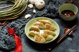 特色手工水饺美食背景素材