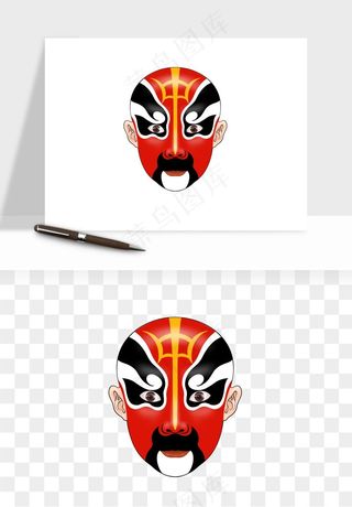 手绘戏剧脸谱卡通面具png免抠