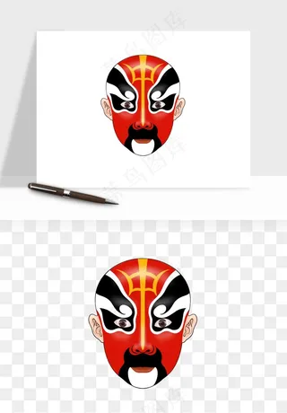 手绘戏剧脸谱卡通面具png免抠